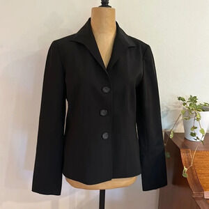 Lafayette 148 sz 2, 3 button black blazer jacket tailored split cuff great cond